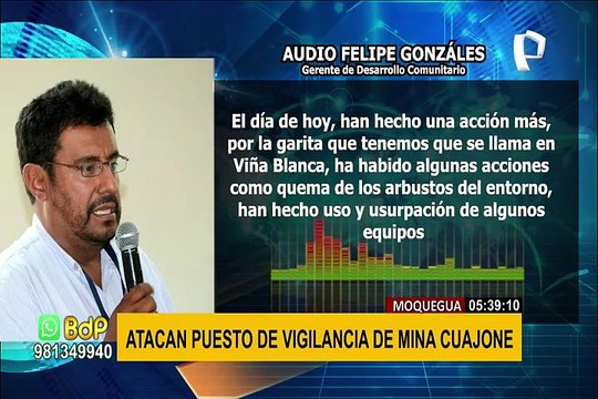Moquegua: decenas de comuneros atacan puesto de vigilancia de la mina Cuajone