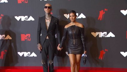 Kourtney Kardashian Slays In Tight Black Strapless Dress With Travis Barker At The Oscars