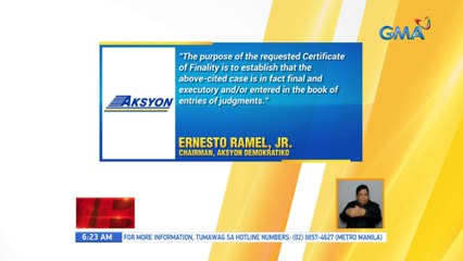 Pahayag ni Ernesto Ramel, Jr., chairman, Aksyon Demokratiko | UB