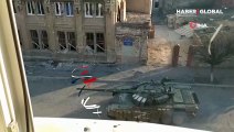 Mariupol’de ilerleyen Rus tankı el tipi tanksavar ile böyle vuruldu