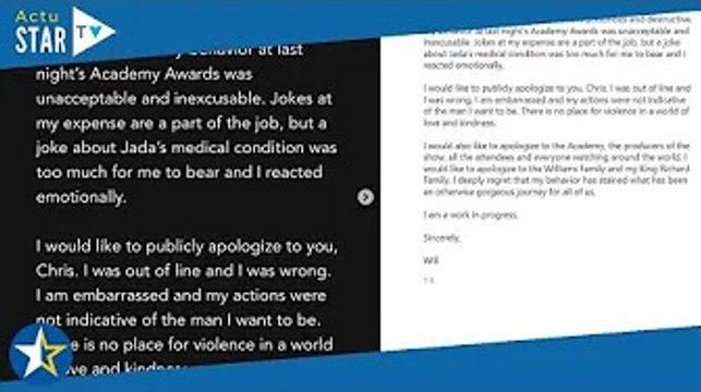 Will Smith gifle Chris Rock aux Oscars : l'acteur oscarisé enchaîne les excuses publiques