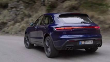 The new Porsche Macan T in Gentian Blue Driving Video