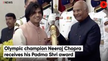 Olympic champion Neeraj Chopra receives his Padma Shri award