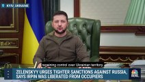 Zelenskyy Urges Tighter Sanctions, Says Areas ‘Liberated’ From Occupiers