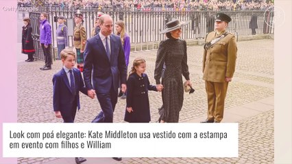 Look com poá elegante: Kate Middleton usa vestido com a estampa em evento com filhos e William