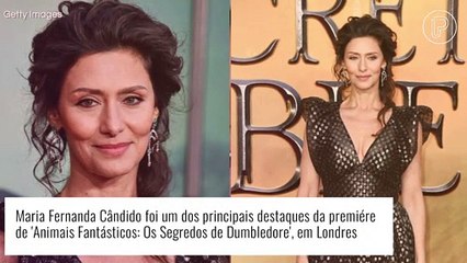 Maria Fernanda Cândido aposta em estampa poá para red carpet de 'Animais Fantásticos'. Fotos!