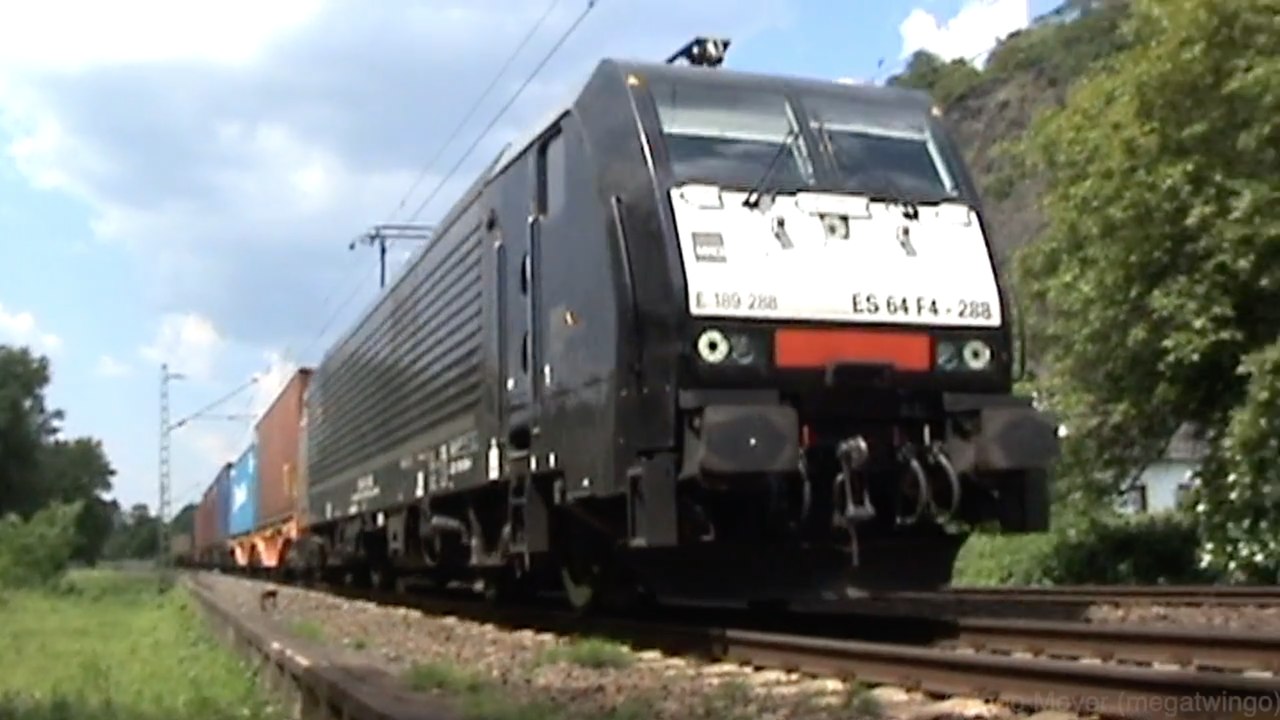 Züge rechte Rheinstrecke Leubsdorf - Bad Hönningen, MRCE 189, 152, 3x DB 185, Railion 185, 2x 143, 2x 425