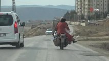 Motosikletle tehlikeli yolculuk kamerada