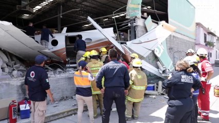 Three dead after small plane crashes through supermarket wall in Mexico