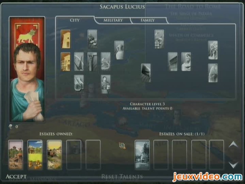 Grand Ages : Rome : Evolution et gestion du personnage