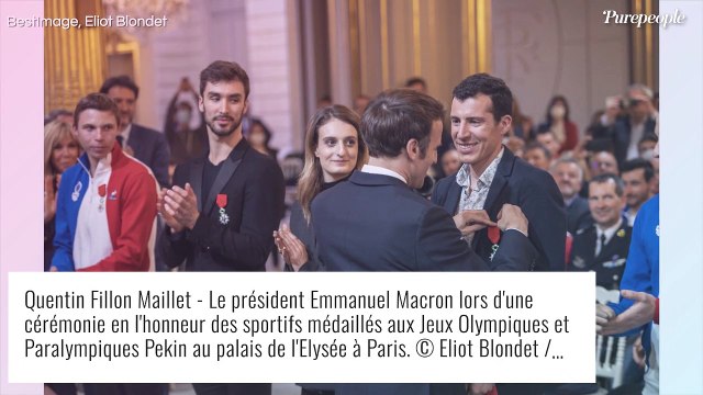 Quentin Fillon Maillet à l'Élysée avec sa montagne de médailles : les champions olympiques honorés par le couple Macron