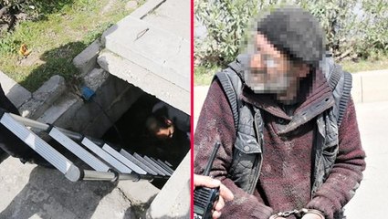 Üzeri çamurlu halde kanalizasyondan çıkartılan hırsızlık şüphelisi: Yüzmek için girmiştim