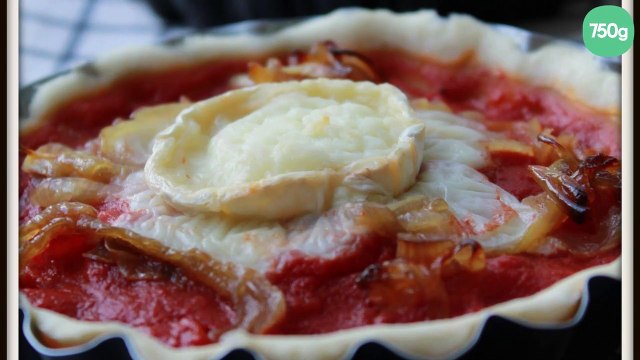 Pizettes chèvre et oignons caramélisés (pizza)