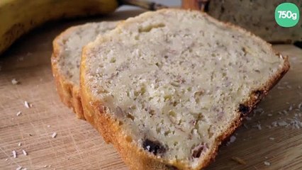 Cake banane, coco & pépites de chocolat