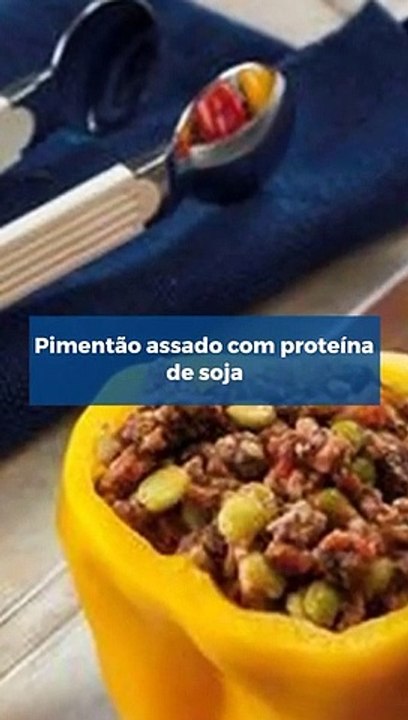 Pimentão assado com proteína de soja