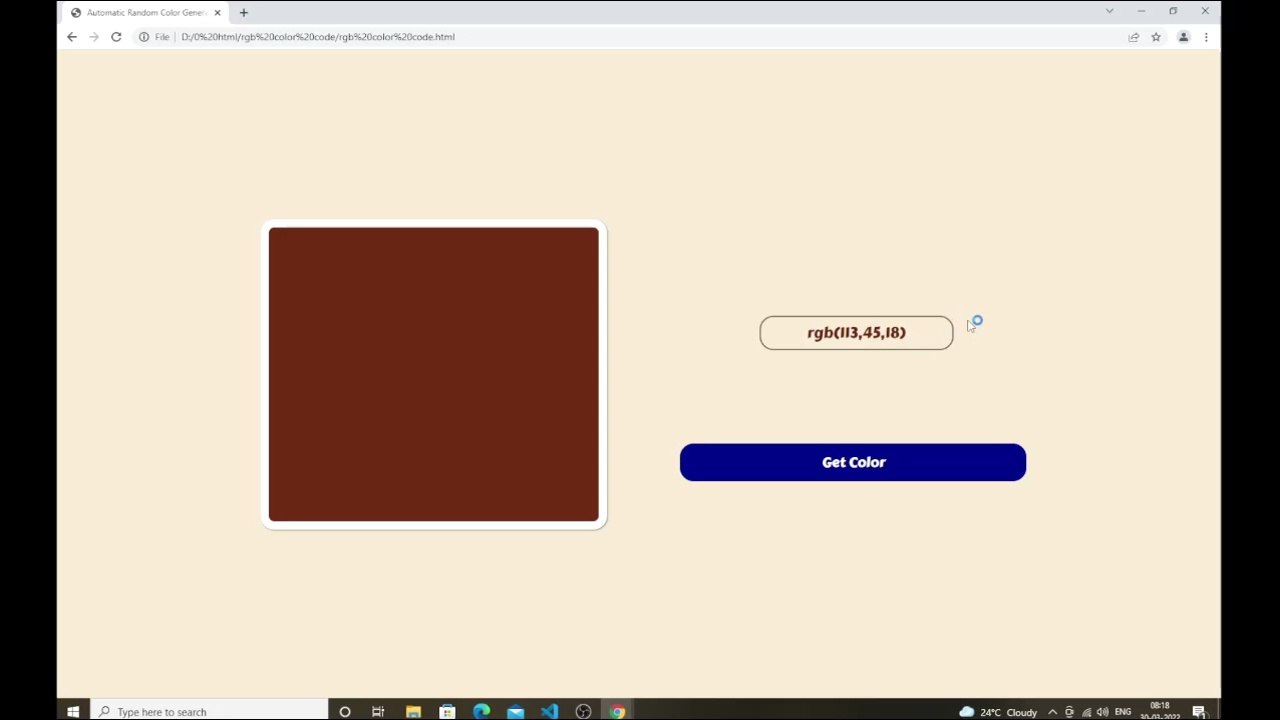 Random Color Generator in RGB values using JavaScript/HTML Random RGB Color Generator #No_Limit_Code