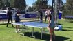 Pat Cash takes on a member of the public at table tennis at Morse Park