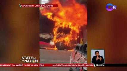 Pampasaherong bus, nagliyab sa Commonwealth Ave., QC | SONA