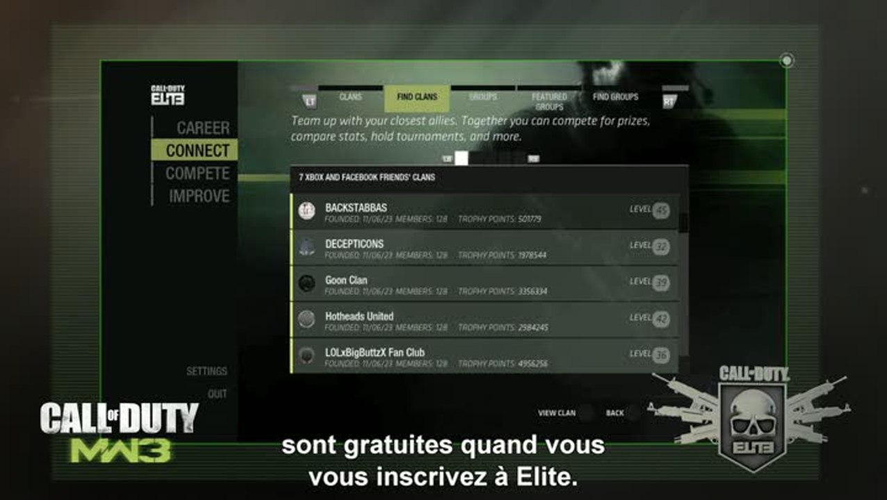 Call of Duty : Modern Warfare 3 : Tutoriel de Call of Duty Elite