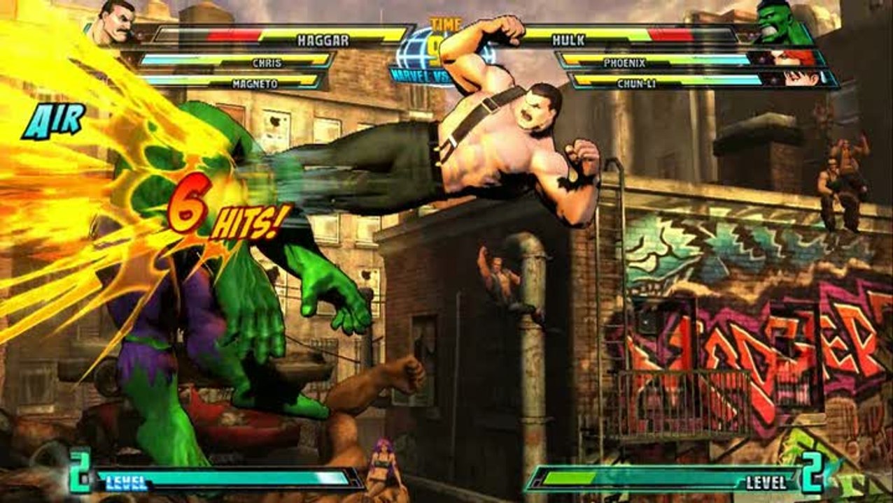 Marvel vs. Capcom 3 : Fate of Two Worlds : Haggar, Chris, Magneto vs. Hulk, Phoenix, Chun-Li