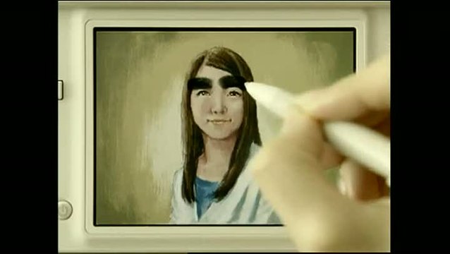 Art Academy : Publicité japonaise : la Jeune Fille aux sourcils fait court