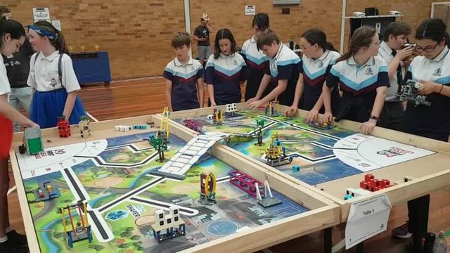 Teams competing in the FIRST LEGO League Robotics comp