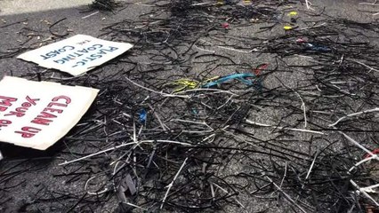 Protestors outside Newcastle City Council in Newcastle West