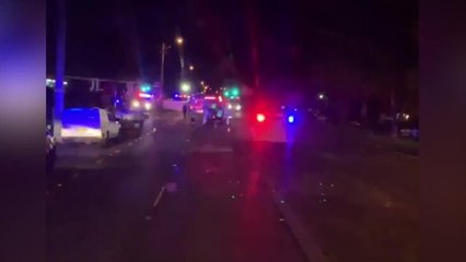 Paramedics treat the injured at horror Edgworth crash