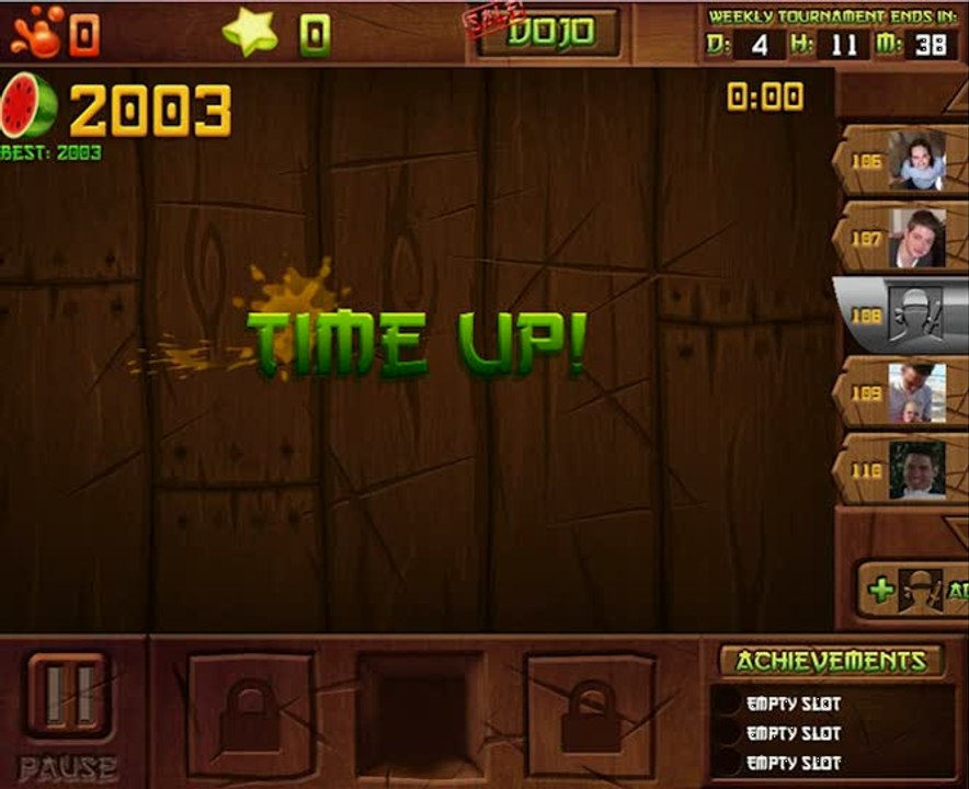 Fruit Ninja Frenzy : Le classement