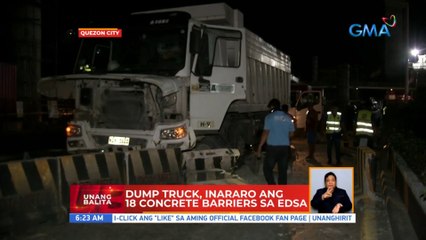 Dump truck, inararo ang 18 concrete barriers sa EDSA | UB