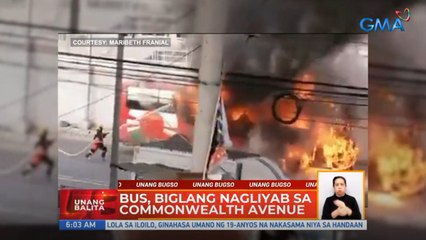 Bus, biglang nagliyab sa Commonwealth Avenue | UB