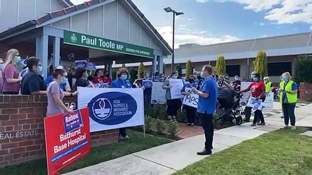 'We will vote him out': Nurses rally outside Paul Toole's office