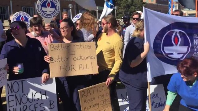 Maitland Hospital nurses and midwives' union protest