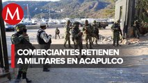 Comerciantes retienen a elementos de las fuerzas federales por siete horas en Acapulco