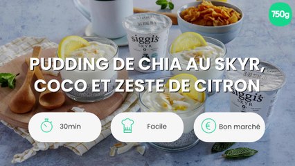 Pudding de chia au skyr, coco et zeste de citron
