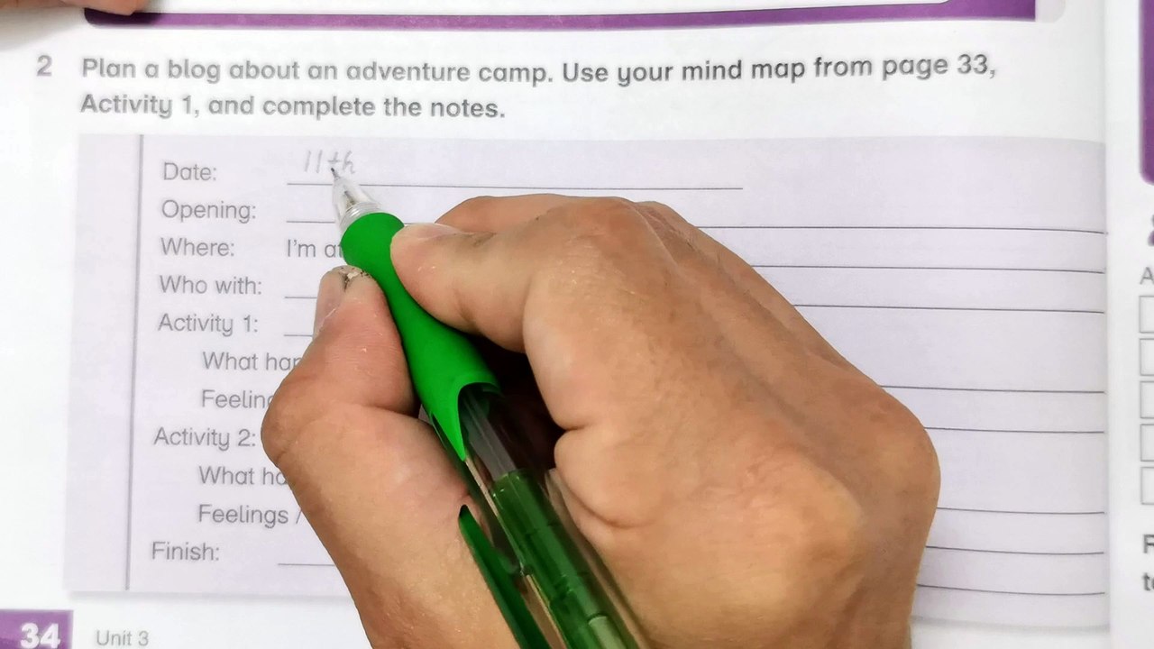 Year 6 Academy Stars Workbook Answer Page 34Unit 3 Adventure timeLesson 6 Writing