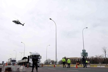 Aksaray'da helikopter destekli trafik denetimi