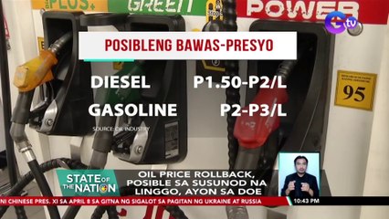 Oil price rollback, posible sa susunod na linggo, ayon sa DOE | SONA