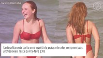 Larissa Manoela aposta em hot pant e exibe bumbum torneado em dia de treino na praia. Fotos!