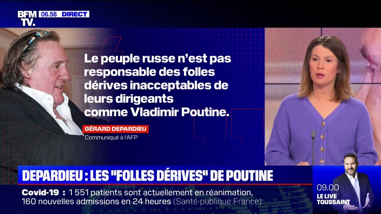 Gérard Depardieu dénonce les "folles dérives inacceptables" de Vladimir Poutine