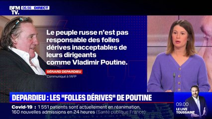 Gérard Depardieu dénonce les "folles dérives inacceptables" de Vladimir Poutine
