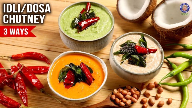 3 Quick & Easy Chutney For Dosa & Idli | Green Coconut Chutney | Peanut Chutney | Kara Chutney