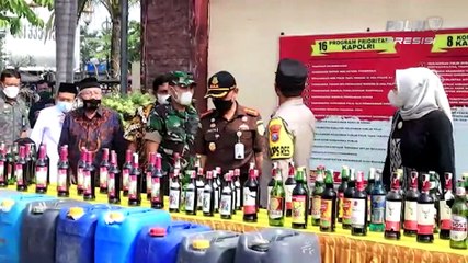 Jelang Ramadhan, Polres Madiun Kota Musnahkan Barang Bukti Miras Dan Kanlpot Bising