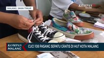 Anak Muda Beri Layanan Cuci Gratis 108 Pasang Sepatu di Momen HUT Kota Malang