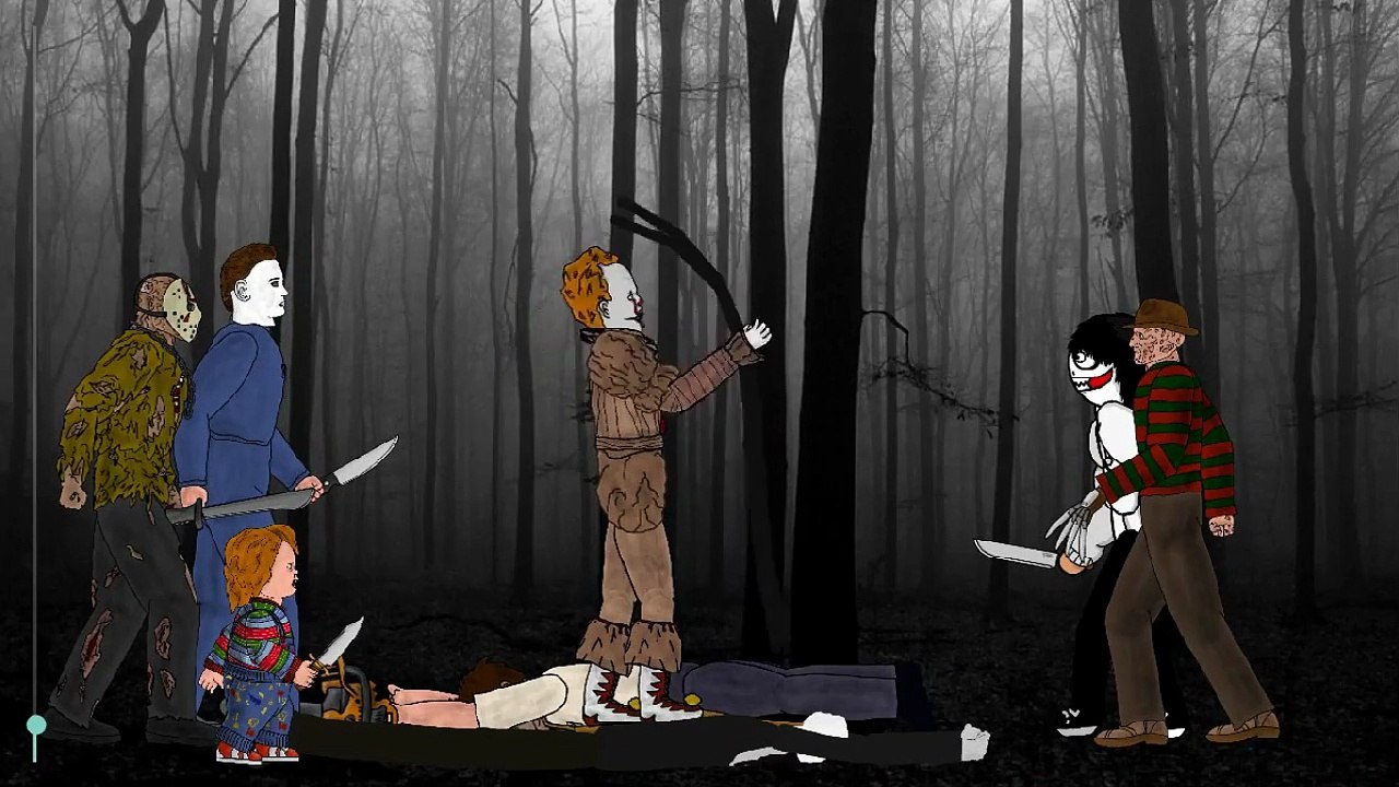 IT Pennywise vs Jason Voorhees, Freddy Krueger, Michael Myers, Leatherface, Chucky, Jeff