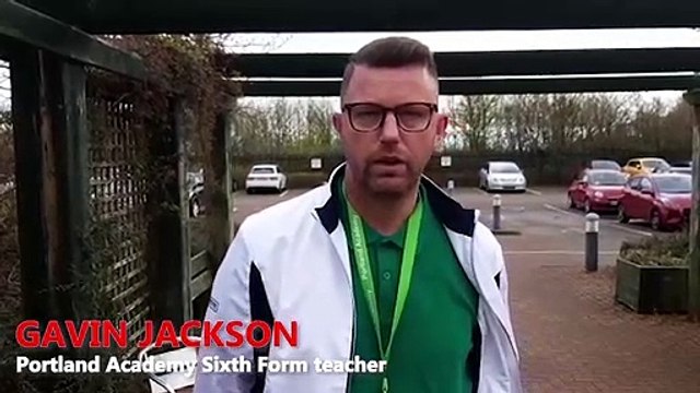 Students at Portland Academy do a sponsored walk to raise money for families fleeing Ukraine