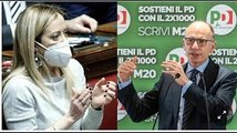 Giorgia Meloni ed Enrico Letta, confronto in Senato sul tem@ delle «libertà a rischio»
