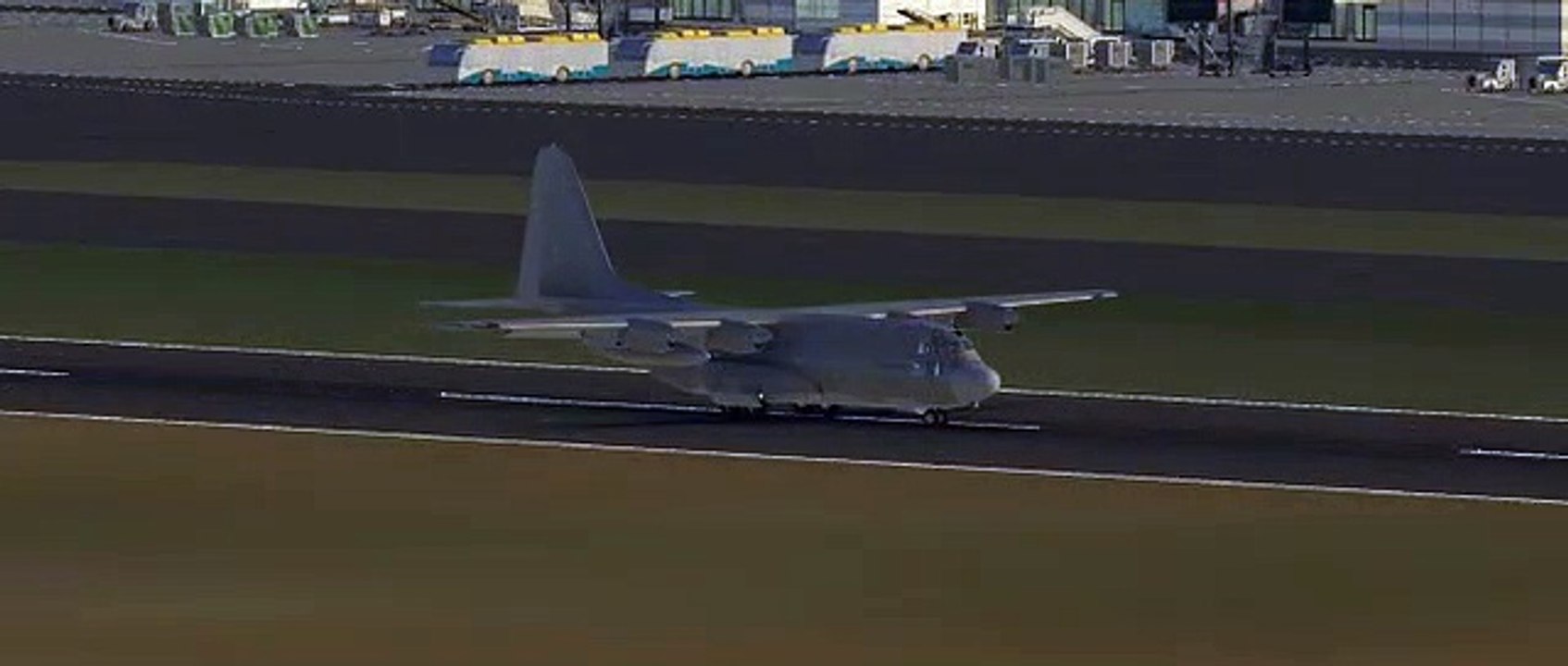 Lockheed AC-130J landing and reverse