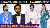 Best & Worst Dressed At Grazia Millenial Awards 2022 | Janhvi, Kartik, Ayushamann, Kiara, Ranveer