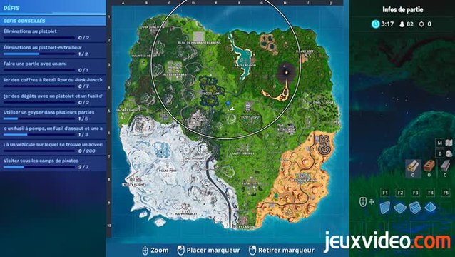 Fortnite défi : Visiter 7 camps de pirates, la carte des emplacements